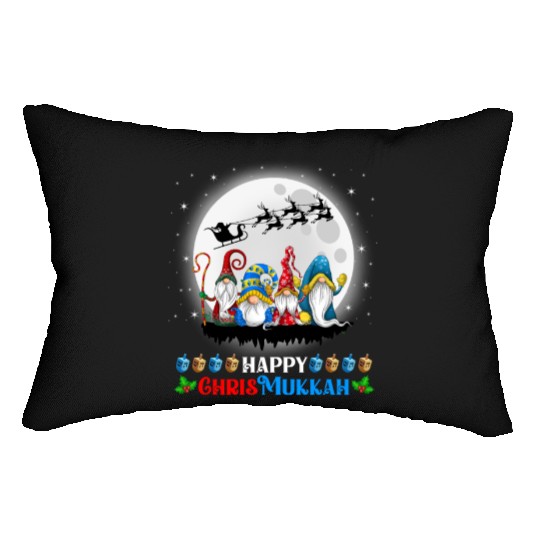 Happy Chrismukkah Gnomes Christmas Hanukkah Lumbar Pillows