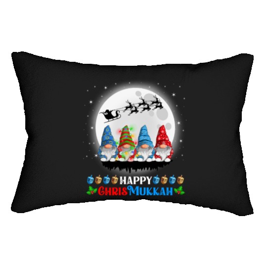 Happy Chrismukkah Gnomes Christmas Hanukkah Lumbar Pillows