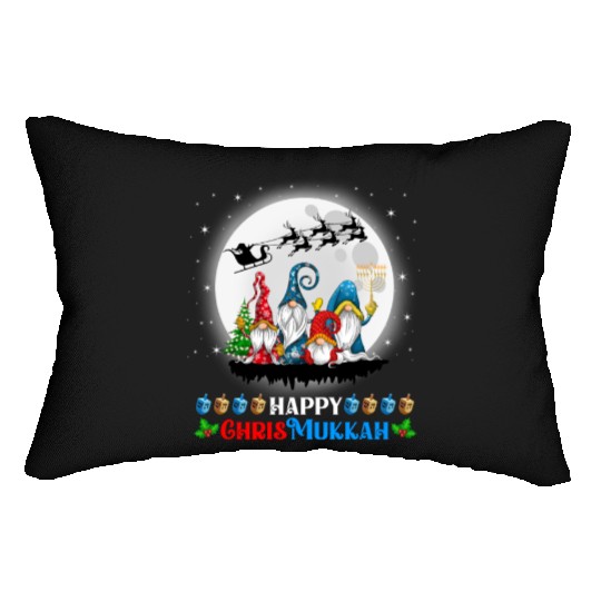 Happy Chrismukkah Gnomes Christmas Hanukkah Lumbar Pillows