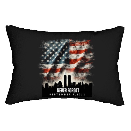 Never Forget September 11 2001 Memorial Day Flag Lumbar Pillows