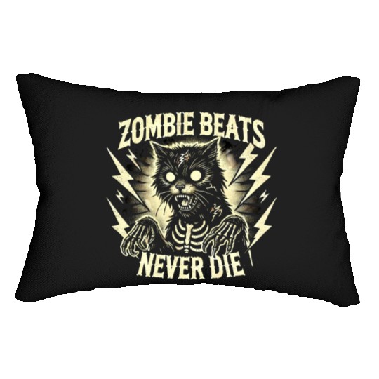 Zombie Cat Halloween Skeleton Skull Horror Fun Art Lumbar Pillows