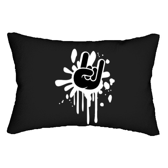 Heavy metal graffiti drop horn finger hand gesture Lumbar Pillows