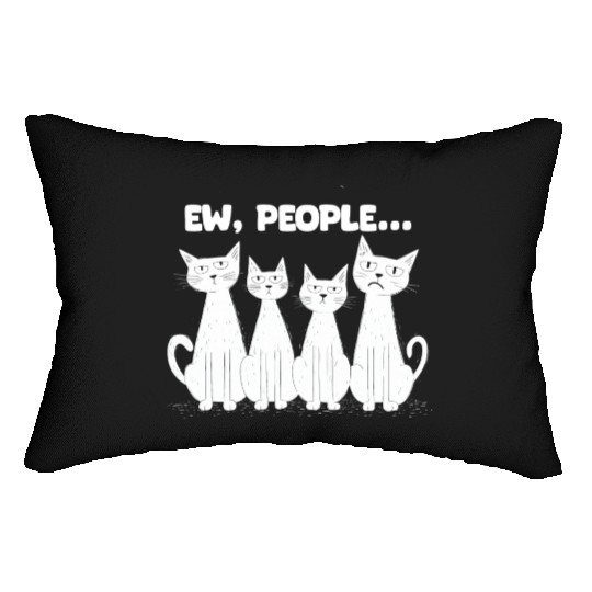 Ew, People (White Cats) Lumbar Pillows
