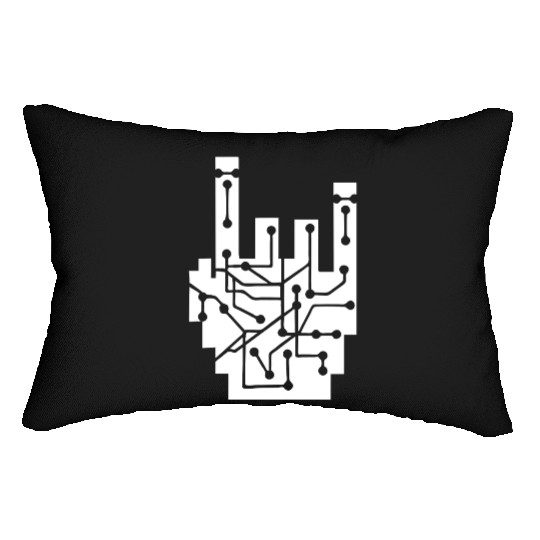 Heavy metal nerd electronic circuits hand gesture Lumbar Pillows