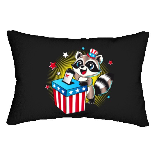 A raccoon casts his vote in the US election Lumbar Pillows