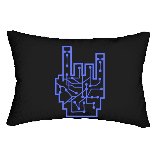 Heavy metal nerd electronic circuits hand gesture Lumbar Pillows