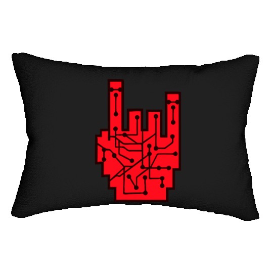 Heavy metal nerd electronic circuits hand gesture Lumbar Pillows