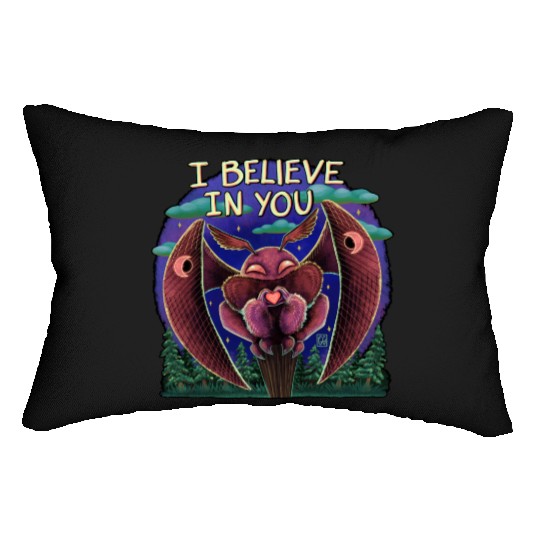 The Mothman Cryptid believe in you cute creature Lumbar Pillows