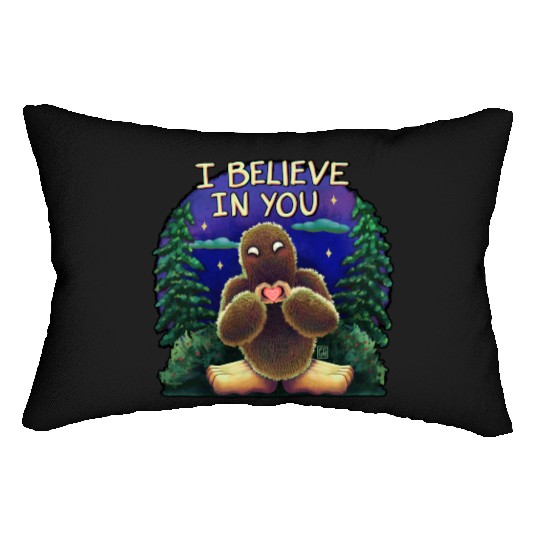 Bigfoot cryptid believe in you Lumbar Pillows