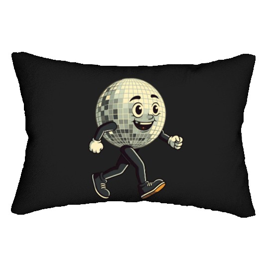 Disco Ball Walking - Retro Funk in Motion Lumbar Pillows