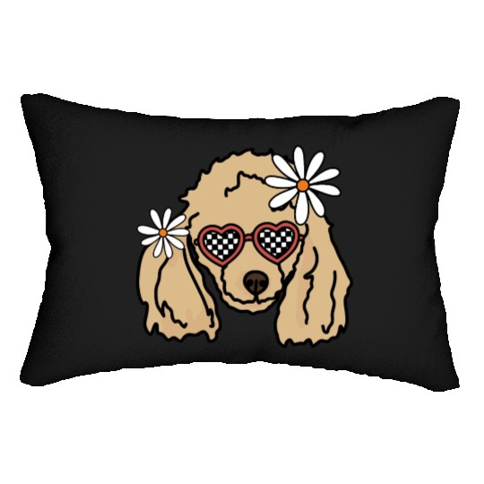Poodle Brown retro Dog Lumbar Pillows