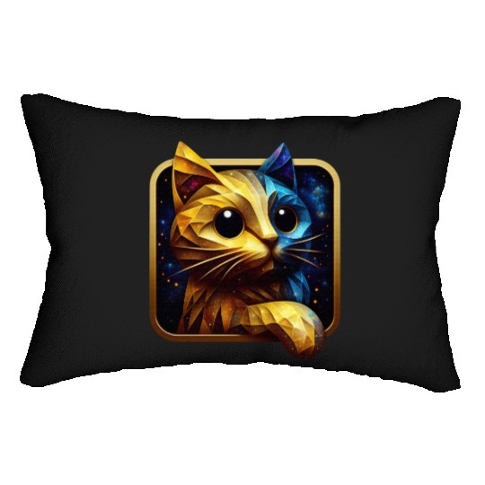 Blue&Gold Kitty Lumbar Pillows