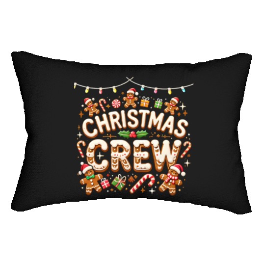 Gingerbread Christmas Crew with Candy and Gifts Lumbar Pillows