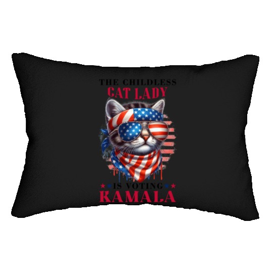Childless Cat Lady Voting Kamala Harris Lumbar Pillows