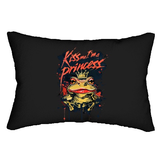 Kiss Me I'm A Princess Funny Frog Toad Lumbar Pillows