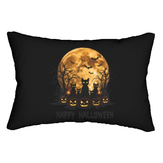 Midnight Cats: Spooky Halloween Night Lumbar Pillows
