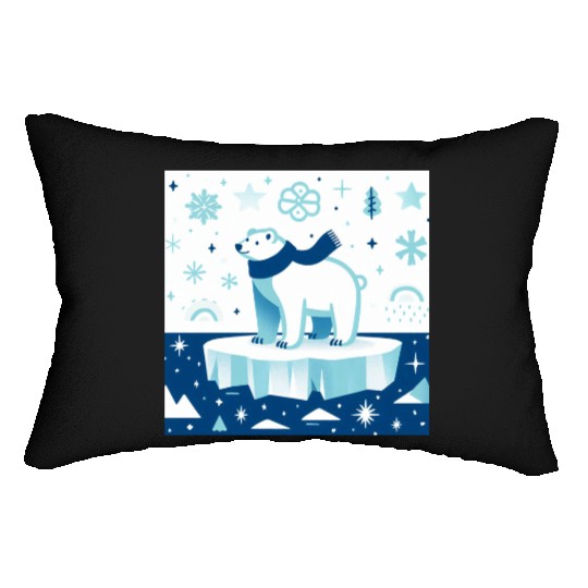 Polar Bear in Winter Wonderland Lumbar Pillows