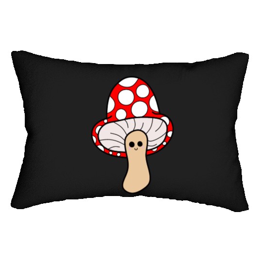 Cute Red Mushroom Smiling Lumbar Pillows