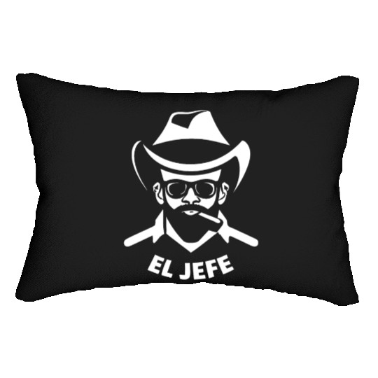 El Jefe (White Print) Lumbar Pillows