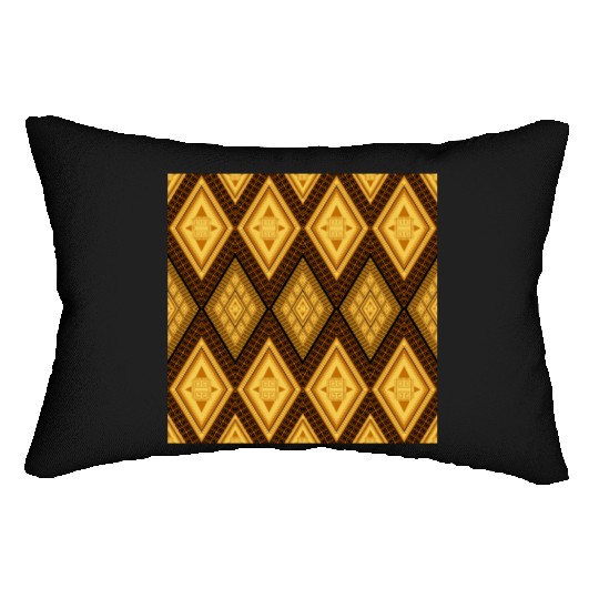 Ancient Gold Diamond Pattern, indigenous art Lumbar Pillows