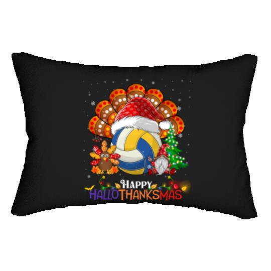 Volleyball Turkey Gnome Happy Hallothanksmas Lumbar Pillows