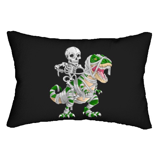 Skeleton Riding Mummy Dinosaur T rex Halloween Lumbar Pillows