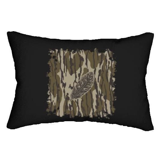 Turkey Feather Bottomland Camo Forest Camouflage Lumbar Pillows