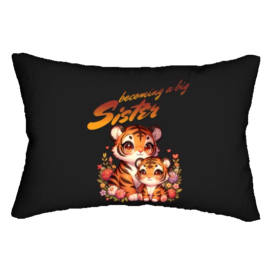 Soon I'll Be A Big Sister Cute Tiger Lumbar Pillows