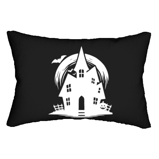 Bat Full Moon Haunted House Halloween Tattoo Lumbar Pillows