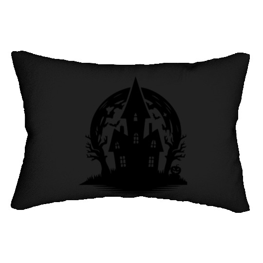 Spooky Haunted House Full Moon Halloween Party Lumbar Pillows