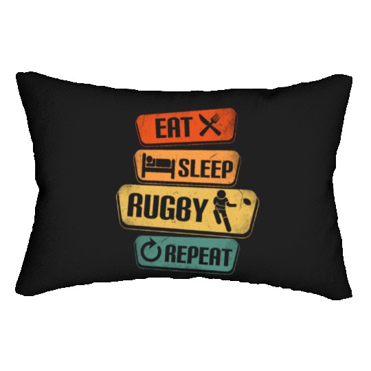 Eat Sleep Rugby Repeat Funny Rugby Player Lumbar Pillows