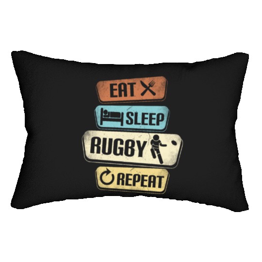 Eat Sleep Rugby Repeat Funny Rugby Player Lumbar Pillows