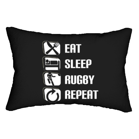 Eat Sleep Rugby Repeat Funny Rugby Player Lumbar Pillows