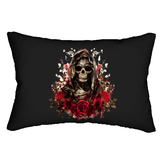 Santa Muerte Folk Saint Lumbar Pillows