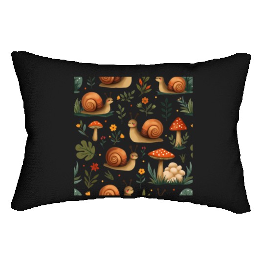 Charming Snails, Mushrooms, and Botanical Art Lumbar Pillows