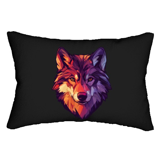 Floral Wolf Vintage Flowers Wolf Face for Wolves Lumbar Pillows