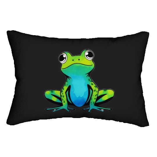 Trendy Cute Happy Green Frog Lumbar Pillows
