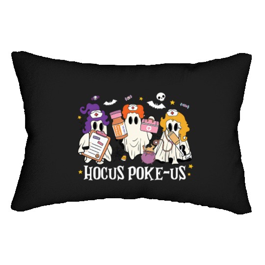 Hocus Poke-Us Funny Ghost Vintage Halloween Movie Lumbar Pillows