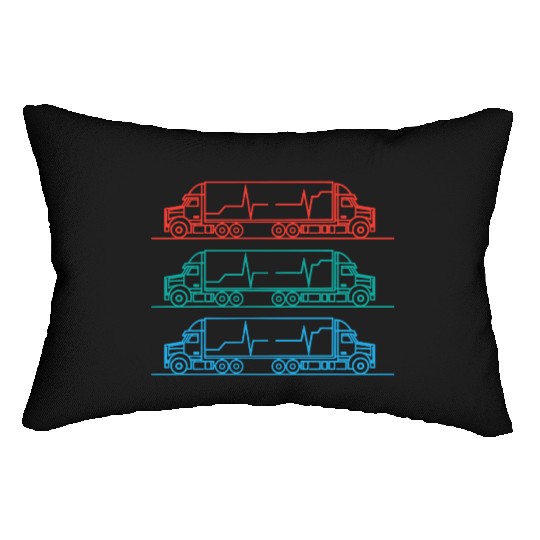 Truck driver heart beat Trucker Funny Truck Driver Lumbar Pillows