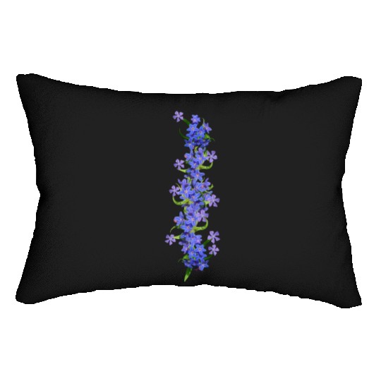evergreen blue flowers blue blooms Lumbar Pillows