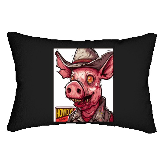 hillbilly redneck zombie cowboy pig Lumbar Pillows