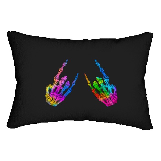 Rock On Rock Star Skeleton Hands LGBT Rainbow Lumbar Pillows