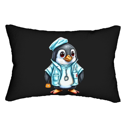 Penguin Doctor, Penguin Famila, Funny Penguin Lumbar Pillows