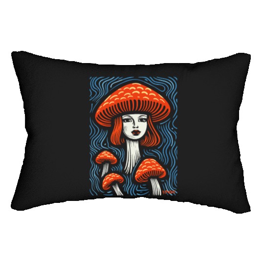 Mushroom Head Lady Lumbar Pillows