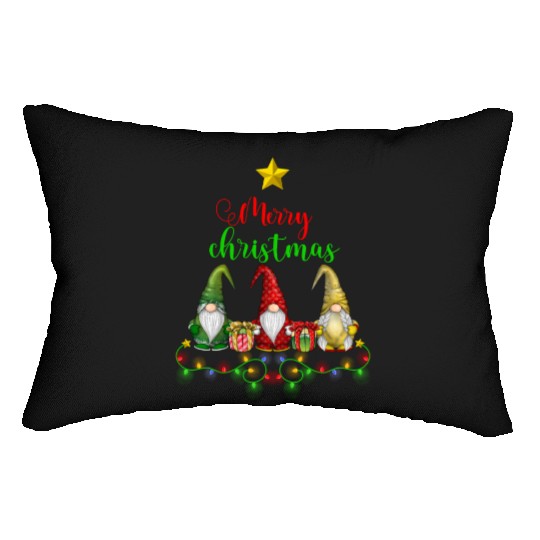 Gnomes Christmas Tree Funny Xmas Holidays Lumbar Pillows