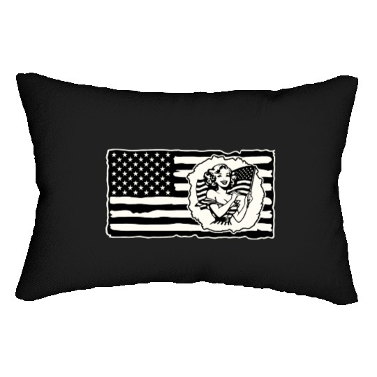 Retro Flag Girl © LIKE US ON FACEBOOK # Lumbar Pillows