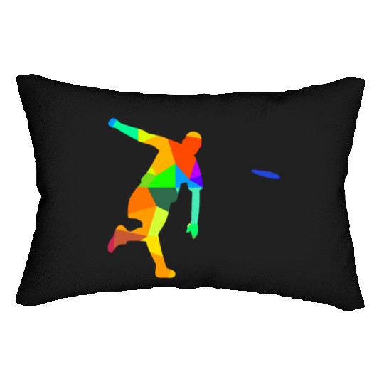 Ultimate Frisbee Rainbow Colors Polygon Sport Lumbar Pillows