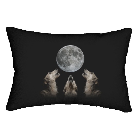 Irish Wolfhound Dog Howling Moon Lumbar Pillows