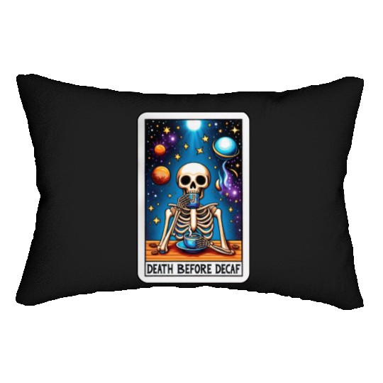 Tarot Card Collection - Death Before Decaf Lumbar Pillows