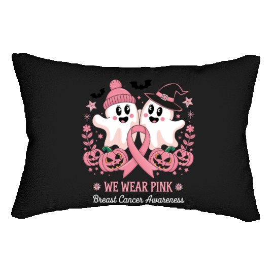 In October Wear Pink Ghost Witch Breast Cancer Lumbar Pillows